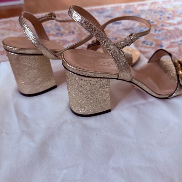 Gucci Marmont Gold Metallic Leather Sandals Size 38 (US 7.5-8) - Picture 2 of 8